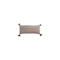 Woven Cotton Striped Lumbar Pillow with Chambray Back &amp; Tassels