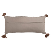Woven Cotton Striped Lumbar Pillow with Chambray Back &amp; Tassels
