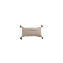 Woven Cotton Striped Lumbar Pillow with Chambray Back &amp; Tassels