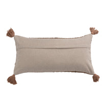 Woven Cotton Striped Lumbar Pillow with Chambray Back &amp; Tassels