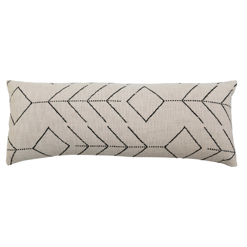 Cotton Embroidered Lumbar Pillow