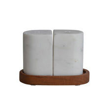 Load image into Gallery viewer, Marble Salt &amp; Pepper Shakers w/ Tray