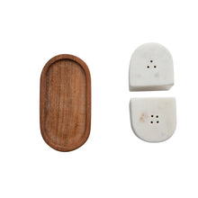 Load image into Gallery viewer, Marble Salt &amp; Pepper Shakers w/ Tray