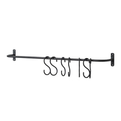 Metal Wall Hook w/ 7 Hooks, Black