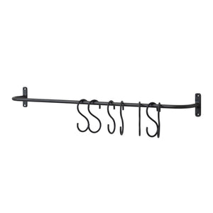 Metal Wall Hook w/ 7 Hooks, Black
