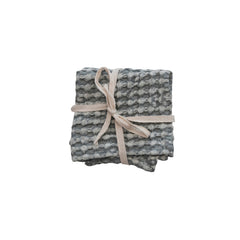 Stonewashed Cotton Waffle Weave Dish Cloths, Blue Set