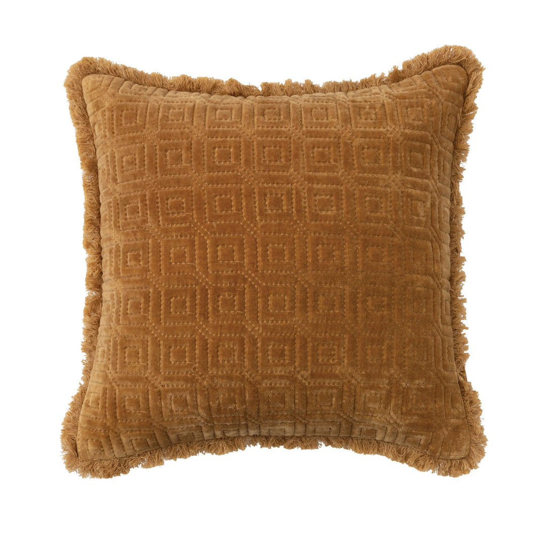 Square Cotton Velvet Quilted Pillow