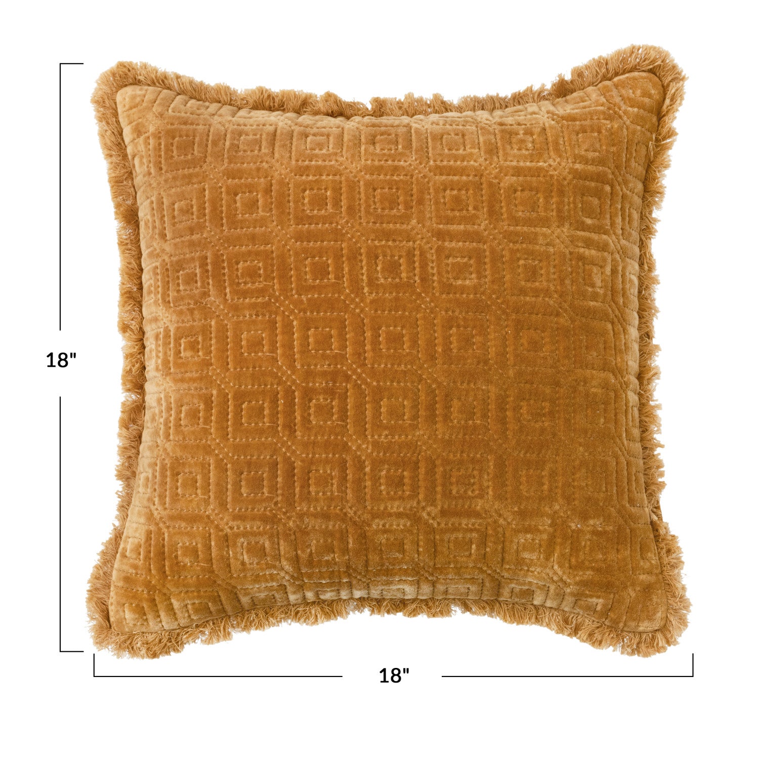 Square Cotton Velvet Quilted Pillow