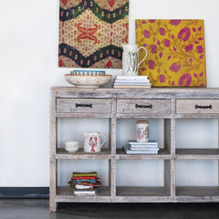 Reclaimed Wood Sideboard w/ 4 Drawers & 8 Sections, Bleached Finish