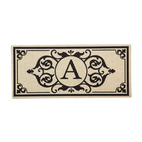 Cambridge Monogram Burlap Sassafras Switch Mat, Letters A-Z, 22" X 10"