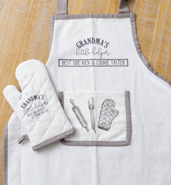 Grandma's Little Helper Kids Apron And Mitt Set