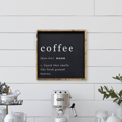 Coffee Noun Wood Sign: White