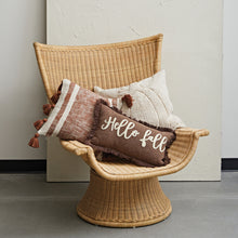 Load image into Gallery viewer, Cotton Slub Tufted Pillow w/ Pumpkin &amp; Chambray Back