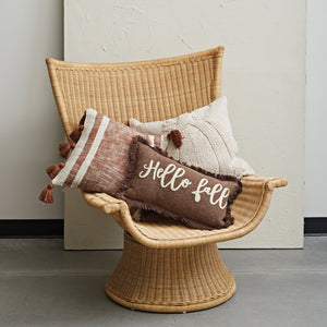 Cotton Slub Tufted Pillow w/ Pumpkin & Chambray Back