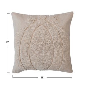 Cotton Slub Tufted Pillow w/ Pumpkin & Chambray Back