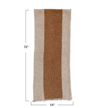Load image into Gallery viewer, Cotton &amp; Linen Table Runner w/ Stripe &amp; Fringe