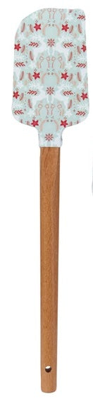 Silicone & Wood Spatula w/ Holiday Patterns, Large