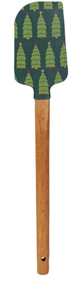 Silicone & Wood Spatula w/ Holiday Patterns, Large