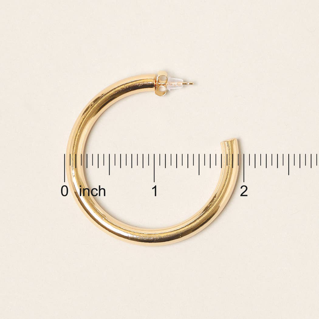 14K Gold Dipped Post Hoop Earrings