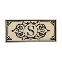 Cambridge Monogram Burlap Sassafras Switch Mat, Letters A-Z, 22" X 10"