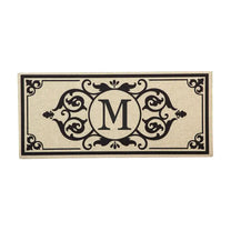Cambridge Monogram Burlap Sassafras Switch Mat, Letters A-Z, 22" X 10"