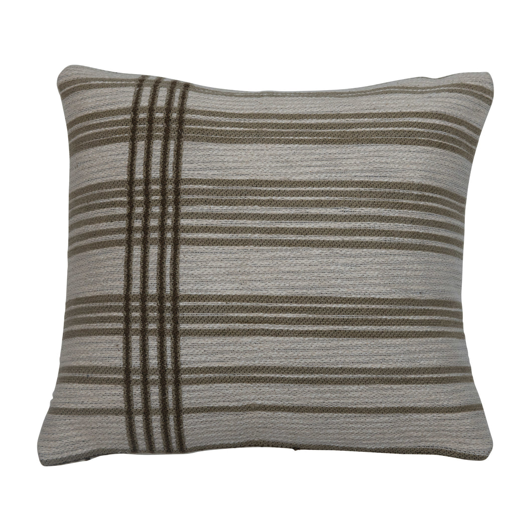 Woven Cotton Jacquard Pillow with Stripes