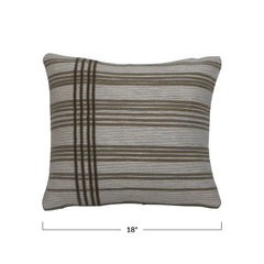 Woven Cotton Jacquard Pillow with Stripes