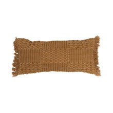 Load image into Gallery viewer, Woven Cotton Lumbar Pillow with Fringe