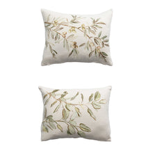 Load image into Gallery viewer, Viscose &amp; Linen Blend Printed Pillow w/ Botanical Image