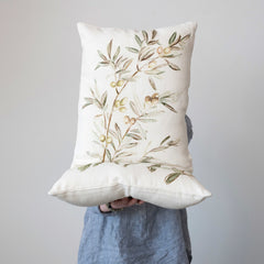 Viscose & Linen Blend Printed Pillow w/ Botanical Image