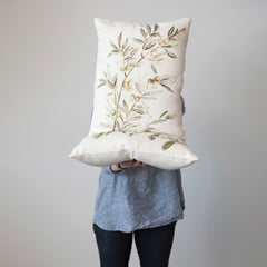 Viscose & Linen Blend Printed Pillow w/ Botanical Image