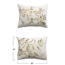 Load image into Gallery viewer, Viscose &amp; Linen Blend Printed Pillow w/ Botanical Image
