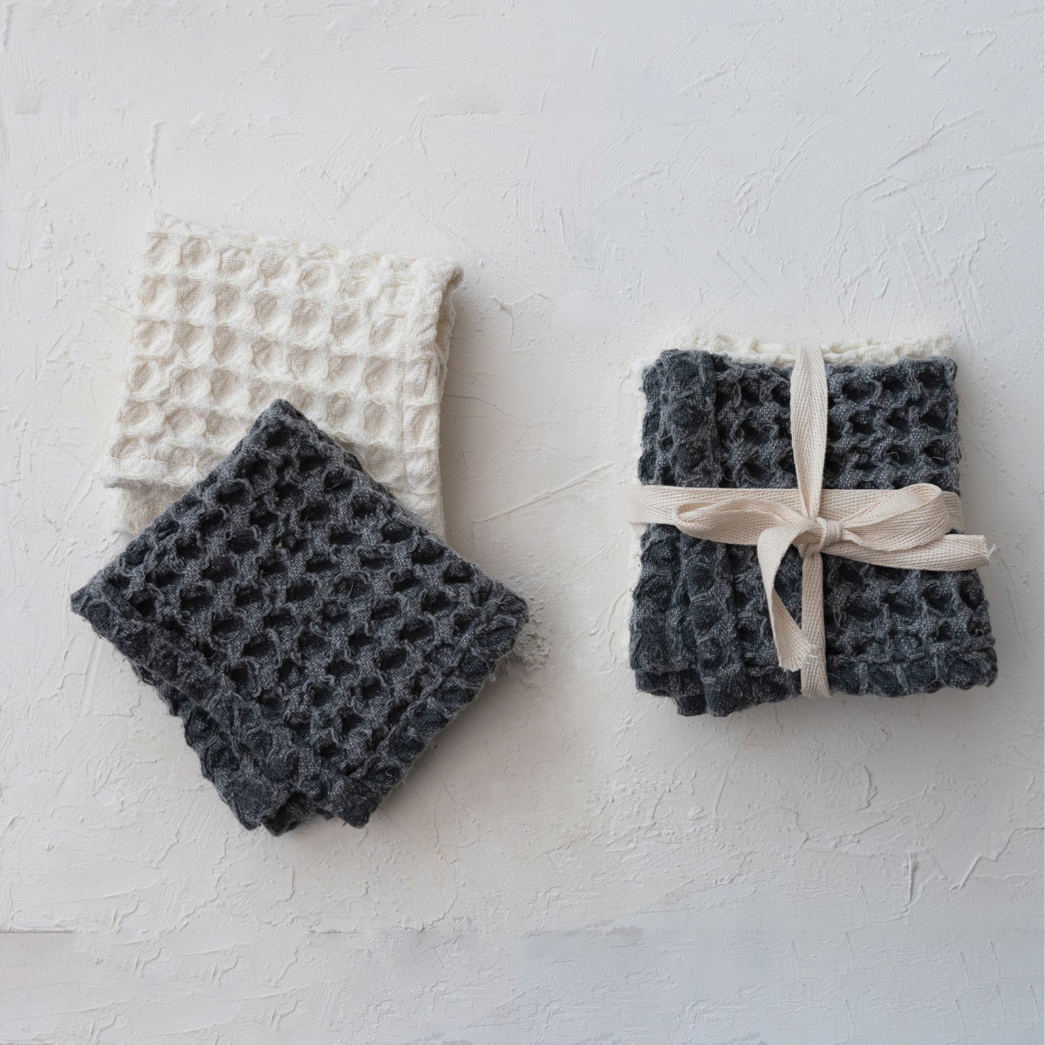 Cotton Waffle Weave Dish Cloths w/ Loops