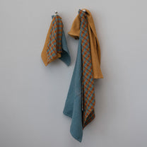 Cotton Waffle Weave Tea Towels w/ Jute &amp; Wood Bead Tie