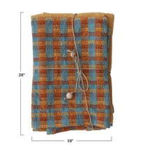 Cotton Waffle Weave Tea Towels w/ Jute &amp; Wood Bead Tie