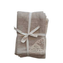 Load image into Gallery viewer, Woven Cotton Tea Towels w/ Crochet Corner