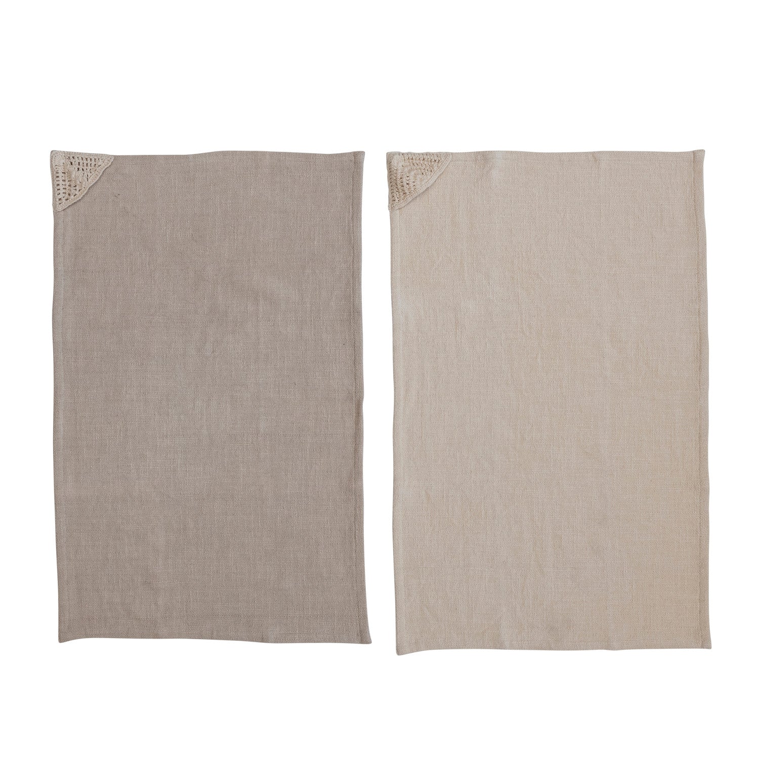 Woven Cotton Tea Towels w/ Crochet Corner