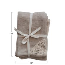 Load image into Gallery viewer, Woven Cotton Tea Towels w/ Crochet Corner