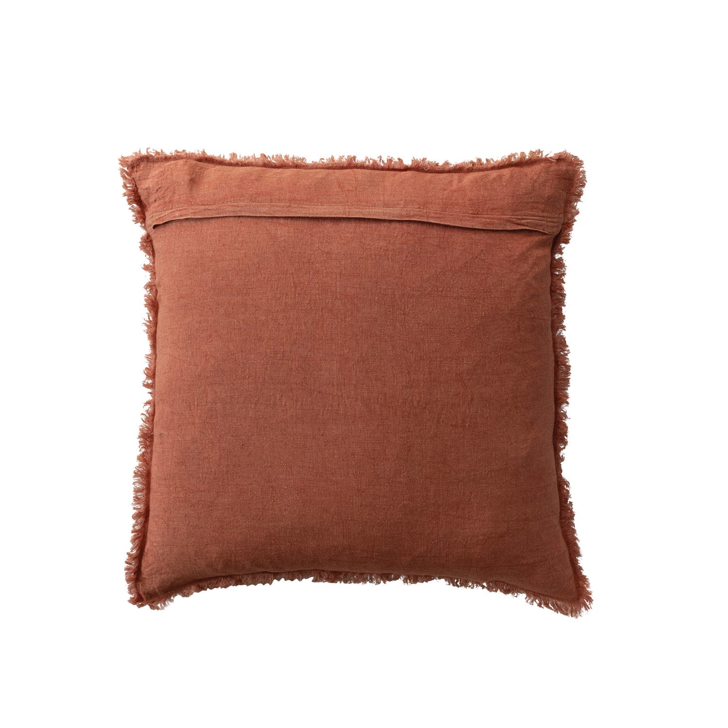 Square Stonewashed Linen Pillow w/ Fringe