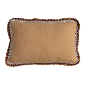 Cotton Lumbar Pillow w/ Crocheted Edge