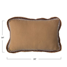 Load image into Gallery viewer, Cotton Lumbar Pillow w/ Crocheted Edge