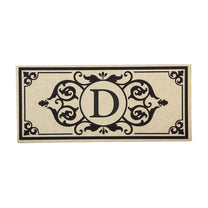 Cambridge Monogram Burlap Sassafras Switch Mat, Letters A-Z, 22" X 10"