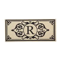 Cambridge Monogram Burlap Sassafras Switch Mat, Letters A-Z, 22" X 10"
