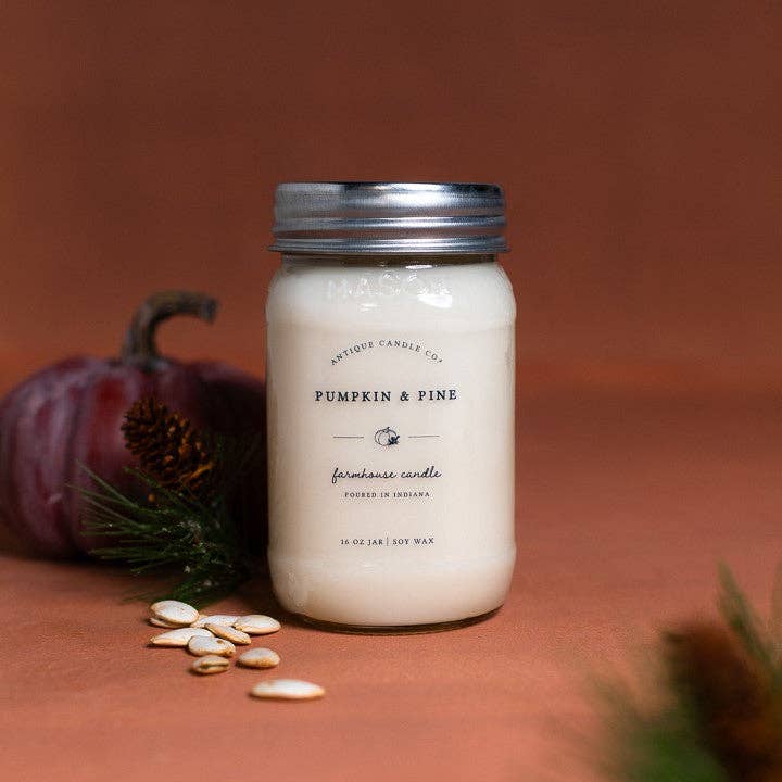 Pumpkin &amp; Pine - Soy Wax Mason Jar Candle