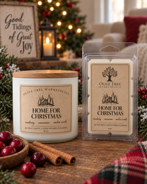 Home for Christmas 16 oz candle and 6 oz wax melt in Simply Elegant packaging