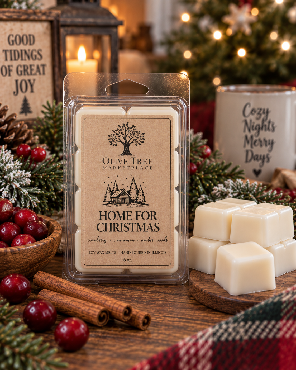 Home for Christmas 6 oz Simply Elegant soy wax melt