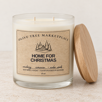 Home for Christmas 16 oz two-wick candle with wood lid