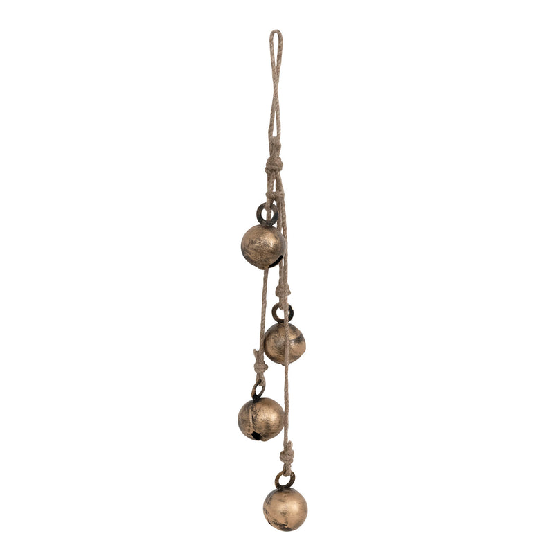 Hanging Metal Jingle Bells with Jute Rope