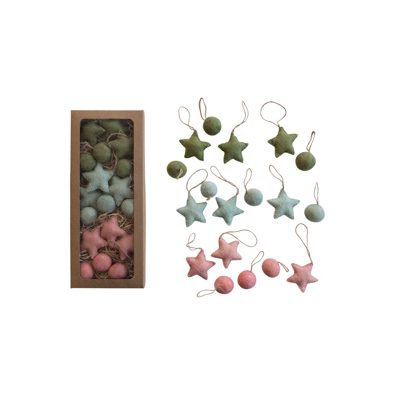 Handmade Wool Felt Ball/Star Ornaments