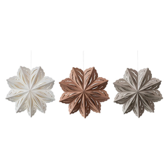 25" Recycled Paper Folding Snowflake Ornament, 3 Colors